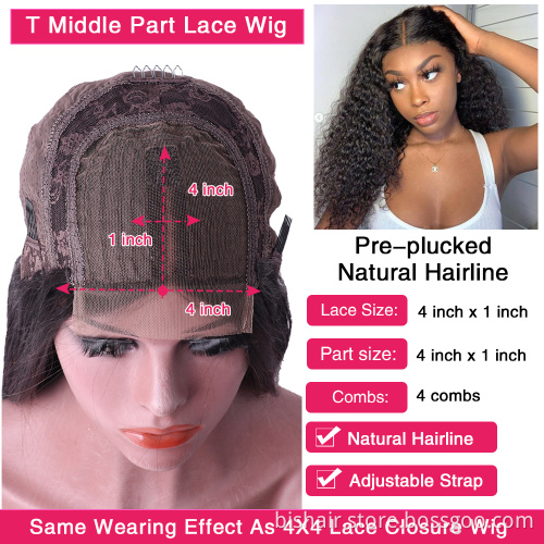 Deep Wave Brazilian hair wig, transparent lace wig T-part curly human hair lace front human hair wig Remy wig, 10 to 28 inches